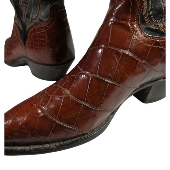 VTG El Dorado Alligator Cowboy Boots Womens Sz 8.5 Handmade Exotic Embroidered - Picture 6 of 8